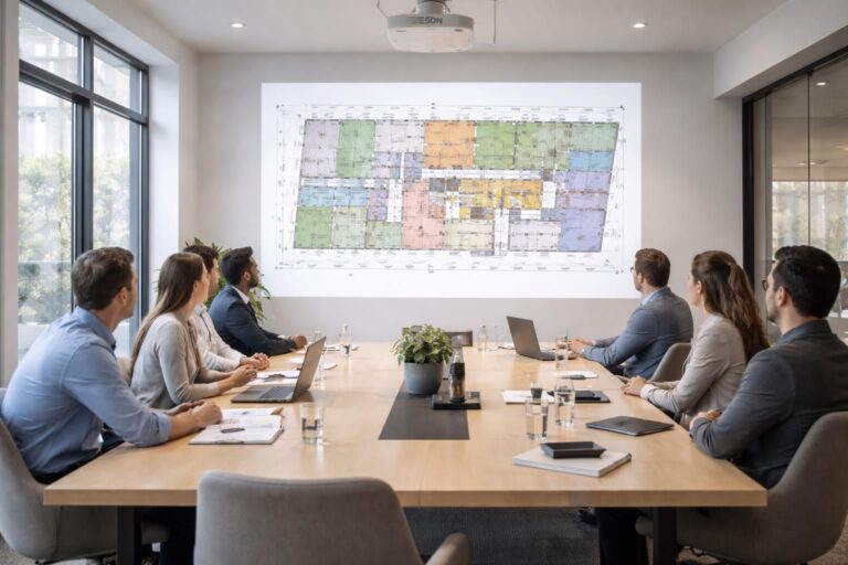 découvrez nos solutions innovantes pour bureaux avec plans et zonings projetés efficacement grâce aux vidéoprojecteurs epson, alliant précision et modernité pour vos présentations.